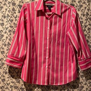 Westbound Pink and White Striped Button Down Shirt Wrinkle Free